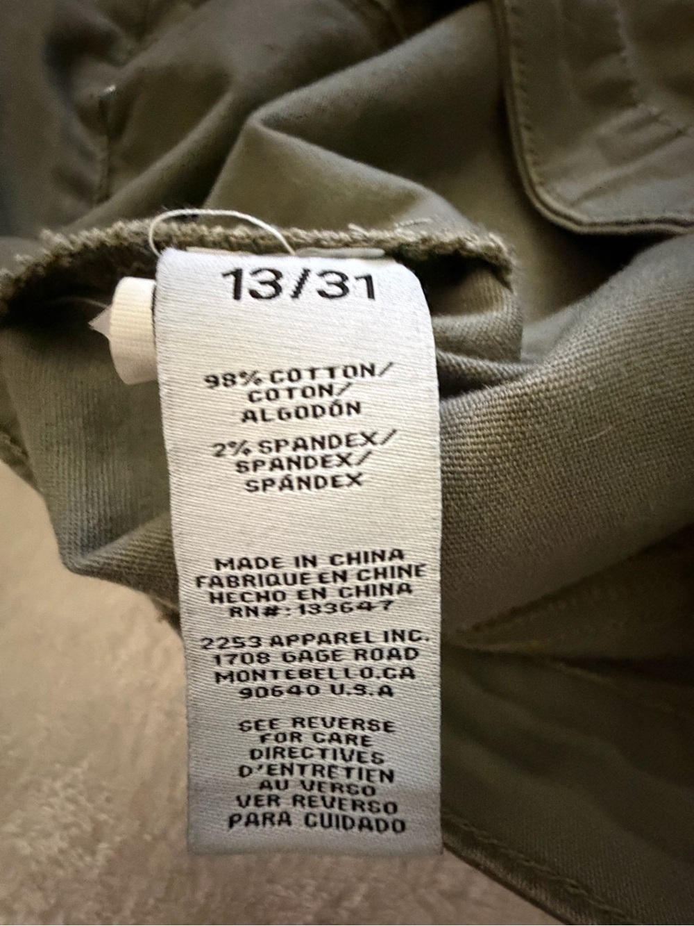 Celebrity Pink Wide Leg Olive Cotton Cargo Pants, Size 13/31 - Picture 13 of 14